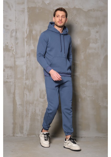 %100 Pamuk Kapüşonlu Sweatshirt ve Jogger Eşofman Takımı