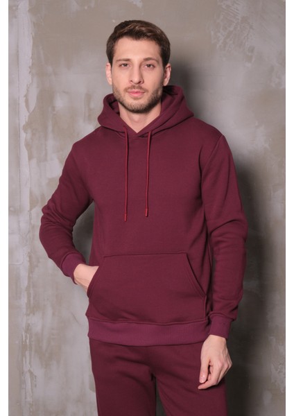 %100 Pamuk Kapüşonlu Sweatshirt ve Jogger Eşofman Takımı