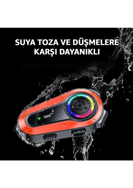 Q08-2X Iki Kişi Bağlantılı Motorsiklet Kask Intercom Rgb Işıklı Motorsiklet Interkom modelleri