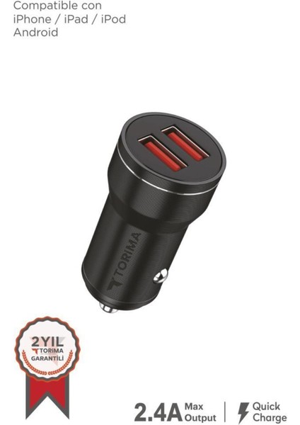 C01 Siyah 2 USB Port Girişli Transmitter Araç Şarj Cihazı