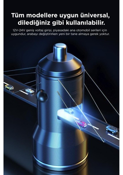 C01 Siyah 2 USB Port Girişli Transmitter Araç Şarj Cihazı