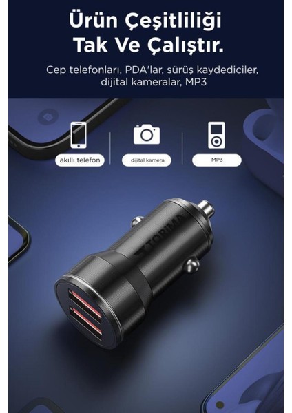 C01 Siyah 2 USB Port Girişli Transmitter Araç Şarj Cihazı
