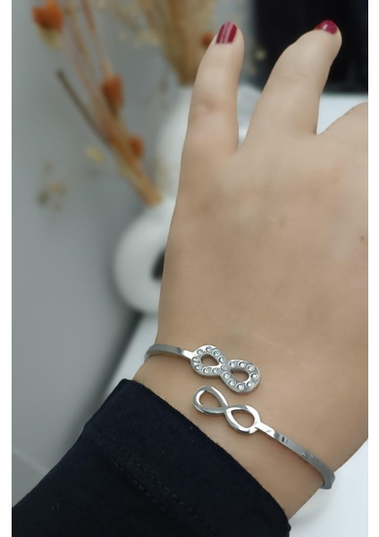 Kararma Yapmaz Zirkon Taşlı Silver Sonsuzluk Figürlü Bileklik