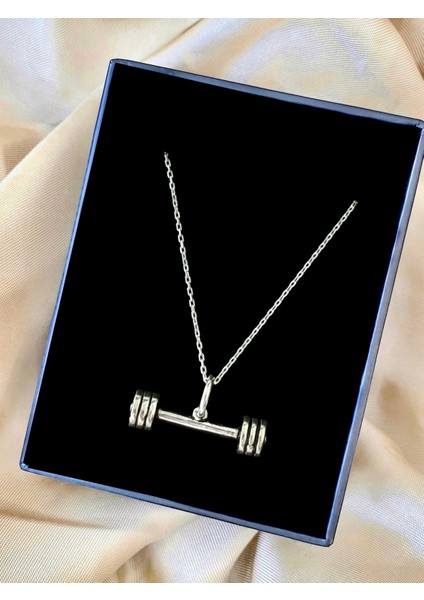 Halter Sporcu Parlak Tasarım 925 Ayar Gümüş Kolye