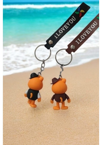 Garfield 2'li 3D Silikon Çift Anahtarlık 2 Adet