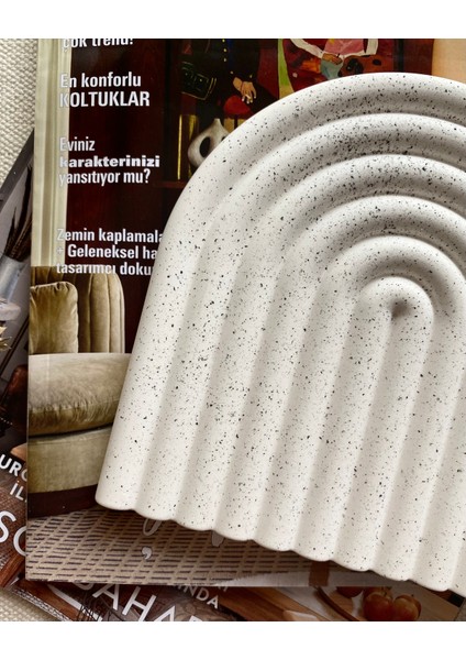 Granit Efektli Gökkuşağı Şeklinde Dekoratif Beton Takı Tabağı, Sunum Tabağı fiyatları