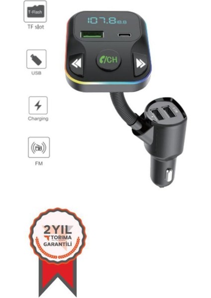 G12 Pd Şarj Özellikli Dijital Göstergeli Bluetooth Fm Transmitter