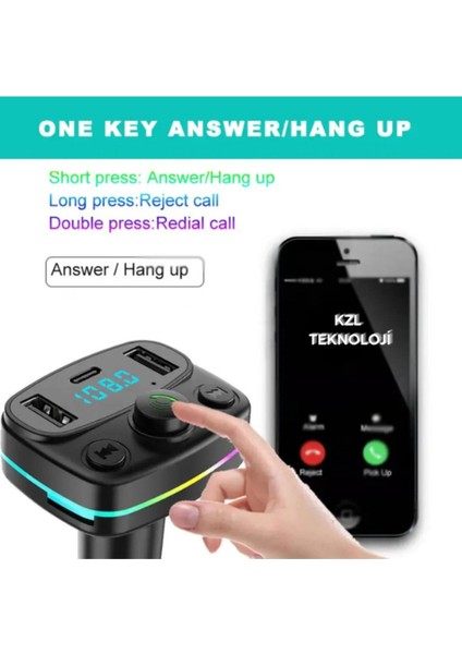 Fm Transmitter 5.0 LED Işıklı Bluetooth Araç Kiti USB Mp3 Sd Kart Çakmaklık Girişli Oto Müzik Çalar fiyatları