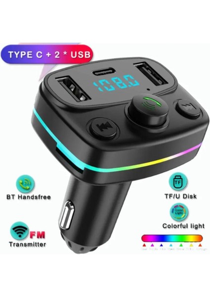 Fm Transmitter 5.0 LED Işıklı Bluetooth Araç Kiti USB Mp3 Sd Kart Çakmaklık Girişli Oto Müzik Çalar modelleri