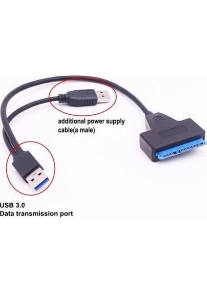 USB 3.0 To Sata 2.5" 3.5" HDD KABLO12V Power Adaptörlü