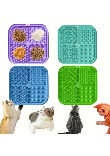 Köpek ve Kedi Için Yavaş Yeme Katı Gıda ve Sıvı Yeme Kabı ve Yalama Matı 1 Adet 20 x 20 cm