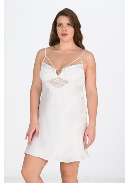 Aria's Closet Büyük Beden Ekru Gecelik 2100