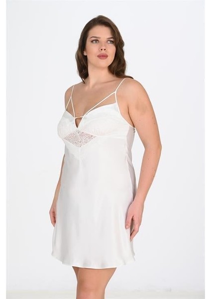 Aria's Closet Büyük Beden Ekru Gecelik 2100