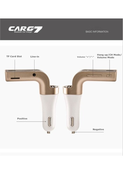 Micro Sd USB Girişli Aux Fm Transmitter Bluetooth Araç Kiti Uyumlu