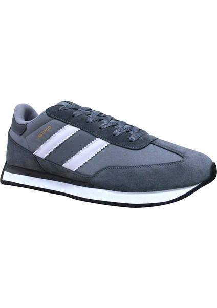 Gri Füme Beyaz Bağcıklı Sneakers Spor Ayakkabı