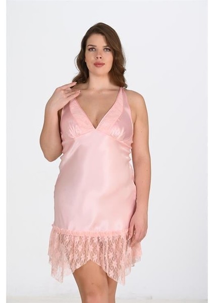 Aria's Closet Büyük Beden Somon Gecelik 2112