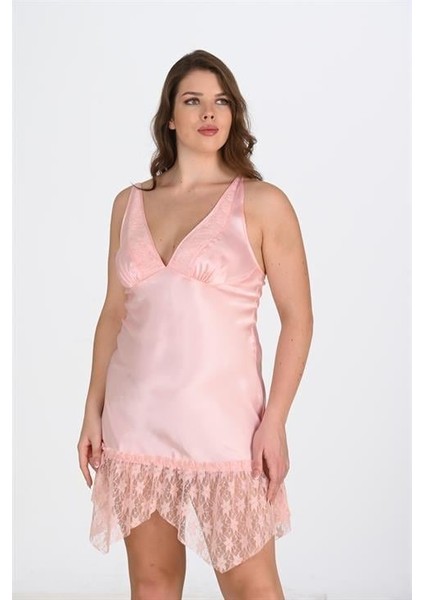 Aria's Closet Büyük Beden Somon Gecelik 2112