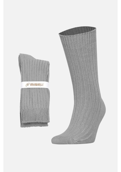 Unisex Pamuklu Bio Cotton Kışlık Gri Soket Çorap M 3092A G
