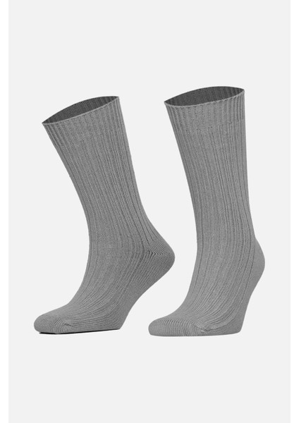 Unisex Pamuklu Bio Cotton Kışlık Gri Soket Çorap M 3092A G