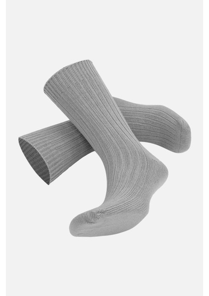 Unisex Pamuklu Bio Cotton Kışlık Gri Soket Çorap M 3092A G