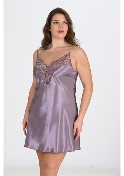 Aria's Closet Büyük Beden Lila Gecelik 2101