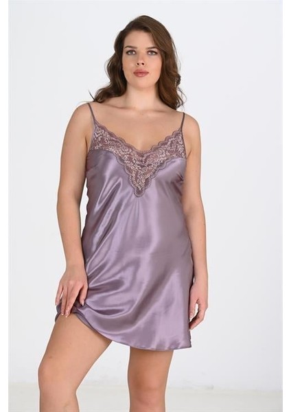 Aria's Closet Büyük Beden Lila Gecelik 2101