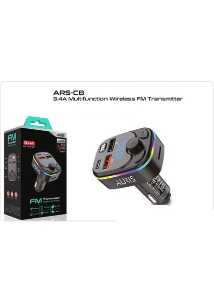 Bluetooth Araç Kiti Araç Fm Transmitter USB Type-C Sd Kart Mp3 Flash Için Uygun Pd Çakmaklık Girişl