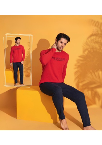 Almines Pijama Uzun Kollu Penye Erkek Pijama Takımı