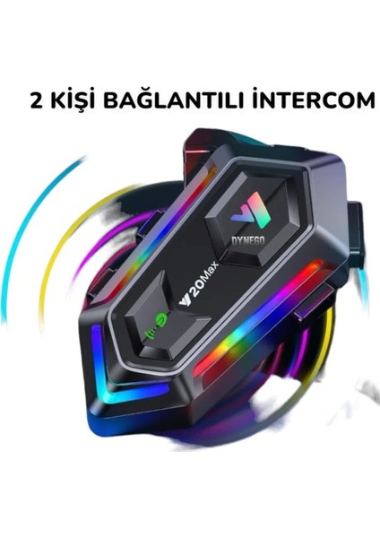 Y20 Max Telsiz Özellikli 5.3 Motosiklet Kask Kulaklık Intercom Işıklı Motorsiklet Interkom