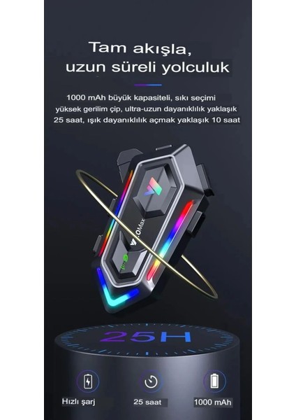 Y20 Max Telsiz Özellikli 5.3 Motosiklet Kask Kulaklık Intercom Işıklı Motorsiklet Interkom indirimleri