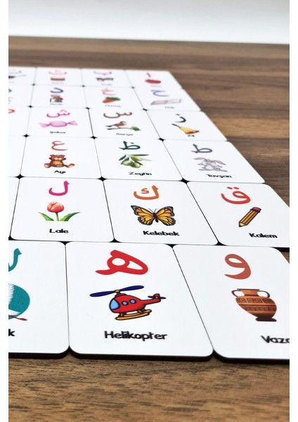Çok Renkli Ahşap Elif Ba Eğitim Kartları 1+ Yaş 1+