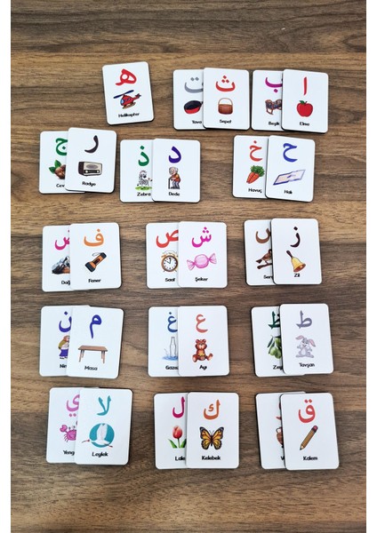 Çok Renkli Ahşap Elif Ba Eğitim Kartları 1+ Yaş 1+