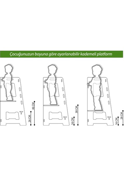 2+ Yaş Ahşap Montessori Öğrenme Kulesi / 2-6 Yaş / Naturel 1 Parça Kahverengi
