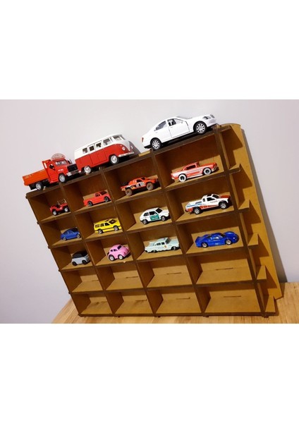 Kahverengi Koleksiyonluk Ahşap 20 Li Oyuncak Araba Standı 3+ Yaş fiyatları