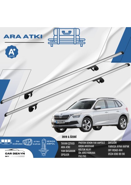 Skoda Kamiq 2019-2020-2021-2022-2023-2024 Oluklu Port Bagaj Ara Atkı Tavan Barı Gri 2 Adet