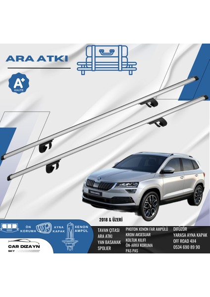 Skoda Karoq 2018-2019-2020-2021-2022-2023-2024 Oluklu Port Bagaj Ara Atkı Tavan Barı Gri 2 Adet