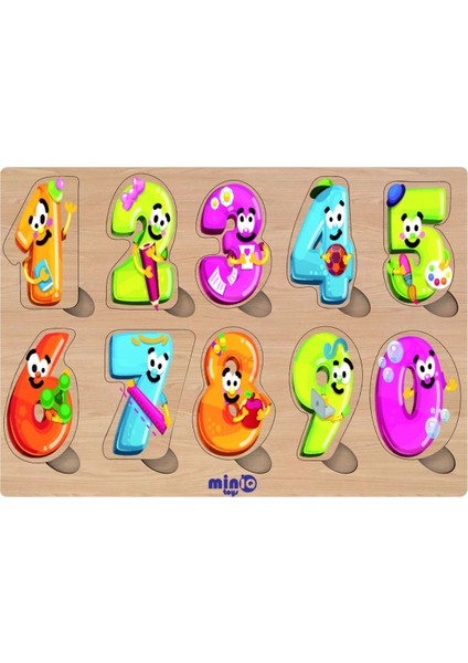 Kahverengi Ahşap Sayılar Eğitici-Öğretici Yapboz 10 1+ Yaş