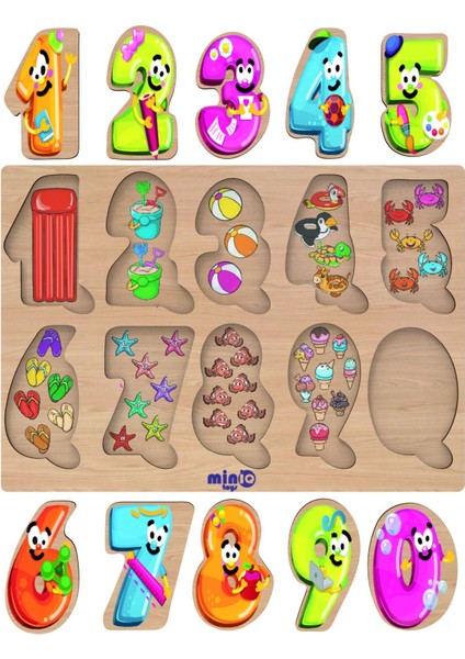 Kahverengi Ahşap Sayılar Eğitici-Öğretici Yapboz 10 1+ Yaş fiyatları