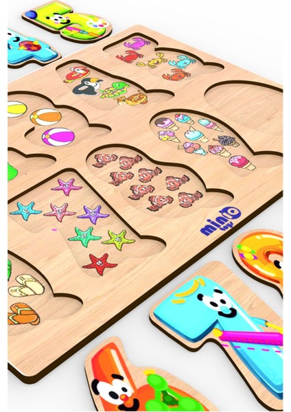 Kahverengi Ahşap Sayılar Eğitici-Öğretici Yapboz 10 1+ Yaş indirimleri