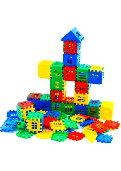 Çok Renkli Oyuncak Puzzle 3D Yapı Tasarım Blokları 64 Parça Eğitici Zeka Geliştirici Set 64 Parça P modelleri
