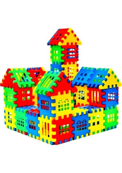 Çok Renkli Oyuncak Puzzle 3D Yapı Tasarım Blokları 64 Parça Eğitici Zeka Geliştirici Set 64 Parça P fırsatları