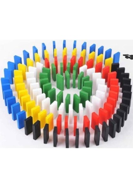 Beyaz Ahşap Domino Taşları 100 Parça Renkli Eğitici Domino Oyunu 3+ Yaş