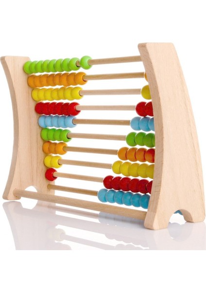 2+ Yaş Ahşap Renkli Boncuklu Abaküs Eğitici Montessori Oyuncak 1 Beyaz fırsatları