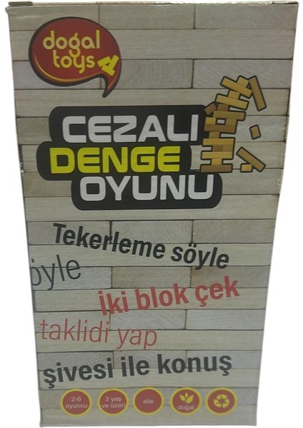 Cezalı Denge Oyunu Cezalı Jenga Doğal Ahşap Oyun