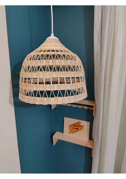 Rattan Avize (Beyaz Duy)Bambu Hasır Aydınlatma (Duy Ile)