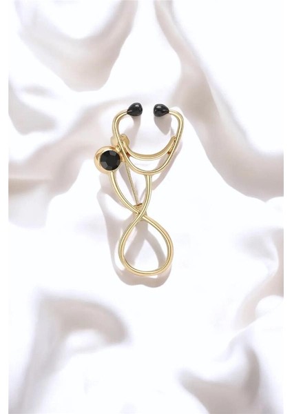 Steteskop Sağlık Tıp Doktor Taşlı Şık Broş 4 Cm. modelleri