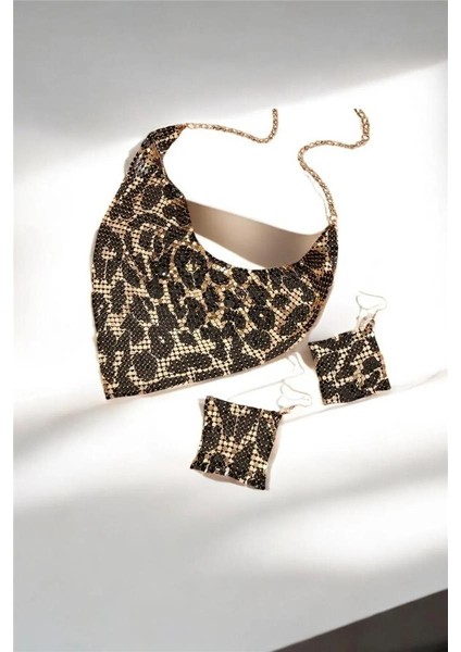 Şal Model Leopar Zırh Metal Tasarım Kolye Küpe Set fırsatları