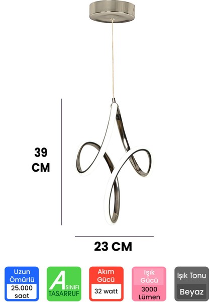 Modern Krom Kasa Beyaz Işık LED Avize Alp Ledli Avize fırsatları