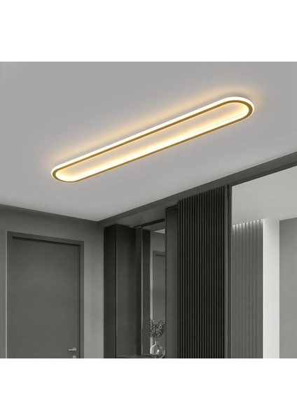 Gold Oval 120 x 16 cm Kumandalı,dimli 3 Işık Rengi, LED Tavan Lambası, Avize, Modern Aydınlatma