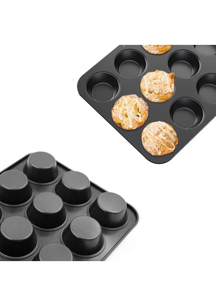 12 Li Muffin Kalıbı Teflon Çelik 100 Muffin Kağıtlı